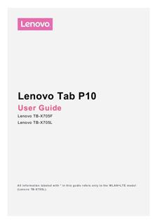 Lenovo P10 manual. Tablet Instructions.